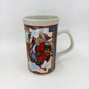 Vtg Royal Norfolk Christmas Coffee Mug Santa Riding on Reindeer - New in Box